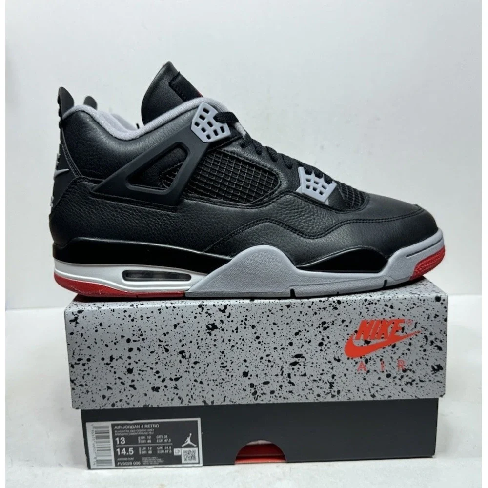 Nike Air Jordan 4 Men's Size 13 Retro Bred Reimagined  FV5029-006 Shoes Black
